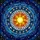 Sun Moon Cosmic Galaxy Sky Golden Stars Starbursts Floral Patterns - Celestial Home Decor Gift Stained Glass Suncatcher - 5