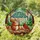 Chubby Squirrel Cardinal Umbrella Autumn Leaves - Wildlife Home Decor Gift Stained Glass Suncatcher - 1