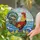 Majestic Rooster Chicks Serene Seascape - Farmhouse Home Decor Animal Lover Gift Stained Glass Suncatcher - 2