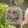 Lush Bouquet Roses Blue Flower Cactus Mosaic - Home Decor Gift Stained Glass Suncatcher - 2