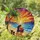 Loving Couple Beach Sunset Palm Tree Ocean Drums - Home Decor Gift for Couples Stained Glass Suncatcher - 1