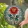 Red Rose Multi-Faceted Leaves Swirling Filigree Mosaic Garden Vista - Home Decor Gift Stained Glass Suncatcher - 2