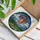 Vibrantly Striped Hot Air Balloon Clouds Mountain Peaks Hills - Home Decor Gift Stained Glass Suncatcher - 3