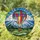 Vibrantly Striped Hot Air Balloon Clouds Mountain Peaks Hills - Home Decor Gift Stained Glass Suncatcher - 1
