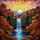 Waterfall Cascading Autumn Forest Mountains Sunrise - Home Decor Gift Stained Glass Suncatcher - 5