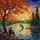Fisherman Leaping Fish Sunset Lake - Fishing Lover Home Decor Gift for Dad Stained Glass Suncatcher - 5