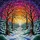Winter Forest Path Deciduous Trees - Twilight Sky Home Decor Gift for Nature Lover Stained Glass Suncatcher - 5