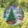 Christmas Tree Snowman Christmas Gifts Rustic Houses Golden Moon - Holiday Decor Gift Stained Glass Suncatcher - 1