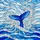 Blue Whale Tail Ocean Waves Frothy Splashes - Ocean Lover Home Decor Gift Stained Glass Suncatcher - 5