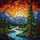Tranquil River Valley Mountain Landscape Evergreen Tree Sunset Home Decor Gift Stained Glass Suncatcher - 5