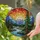 Tranquil River Valley Mountain Landscape Evergreen Tree Sunset Home Decor Gift Stained Glass Suncatcher - 2