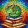 Chibi Green Dragon Sleeping on Books - Tiffany Glass Mosaic Fantasy Gift for Readers Stained Glass Suncatcher - 5