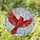 Cardinal Bird Flying Winter Forest Scene Stained Glass Mosaic with Frosted Branches Snowflakes Stained Glass Suncatcher - 1