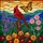 Red Cardinal Bird Monarch Butterfly Stained Glass Flowers Tiffany Style Sunset Hills Stained Glass Suncatcher - 5