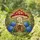 Whimsical Mushroom House Stained Glass Forest Suncatcher with Glowing Window & Blue Hydrangeas Stained Glass Suncatcher - 1
