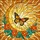 Golden Crescent Moon Monarch Butterfly Tiffany Style Stained Glass Window Art Floral Decor Stained Glass Suncatcher - 5