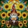Festive Gnome with Patched Hat Sunflowers Tiffany Stained Glass Mosaic Sun Drenched Decor Stained Glass Suncatcher - 5