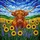 Highland Cow Sunflowers Purple Wildflowers Rolling Hills Tiffany Stained Glass Gift Stained Glass Suncatcher - 5