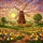 Colorful Dutch Windmill Tulip Fields European Cottages Rolling Hills Scenic Sunset Sky Stained Glass Suncatcher - 5