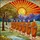 Saffron Buddhist Monks Dog Procession Winding Path Tiffany Style Radiant Sunset Mountains Stained Glass Suncatcher - 5