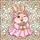 Chubby Bunny Stained Glass Art - Pink Flowers Spring Bonnet Winking Eyes Window Panel Stained Glass Suncatcher - 5