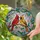 Stained Glass Red Golden Cardinals Nuzzling Tree Branch - Tiffany Style Mosaic Stained Glass Suncatcher - 2