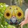 Cheerful Garden Gnome Sunflowers Bees Blue Flowers Stained Glass Tiffany Art Mosaic Home Decor Gift Stained Glass Suncatcher - 2