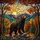 Majestic Black Bear Sky-Gazing Stained Glass Art - Autumn Trees Mountains Sunrays Stained Glass Suncatcher - 5