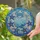 Intricate Stained Glass Marine Life Wreath Ocean Waves Coral Reefs Starfish Crab Shells Blue Gold Stained Glass Suncatcher - 2