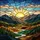 Radiant Sunset Mountain Landscape Stained Glass - Jewel Tone Peaks & Valley Decor Stained Glass Suncatcher - 5