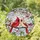 Red Cardinal Peach Bird Cherry Blossom Berries Branch - Tiffany Stained Glass Art Stained Glass Suncatcher - 1