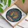 Meditative Yoga Pose Figure Lotus Flower Tiffany Stained Glass Cosmic Swirl Design Stained Glass Suncatcher - 3