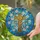 Stained Glass Cross Dogwood Blossoms Blue Mosaic Sky - Tiffany Style Window Art Decor Gift Stained Glass Suncatcher - 2