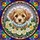 Fluffy Puppy Stained Glass Design with Rose Wreath & Geometric Mosaic Tiffany Style Stained Glass Suncatcher - 5