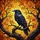 Iridescent Black Raven Autumn Leaves Tiffany Glass Art - Gnarled Branch Mosaic Stained Glass Suncatcher - 5