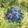 Intricate Tiffany Hydrangea Flowers Jewel Tone Blue Purple Green Mosaic Dappled Light Stained Glass Suncatcher - 1