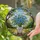 Forget-Me-Not Flowers Custom Name Vase Tiffany Style Stained Glass Lush Foliage Sky Scene Stained Glass Suncatcher - 2