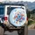 Blue Coral Butterfly Hydrangea Poppy Floral - Nature Lover Home Decor Gift Spare Tire Cover - 3
