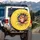 Smiling Brown Monkey Cracked Yellow Deep Midnight Blue Void - Wildlife Lover Gift Spare Tire Cover - 3