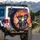Comedic Terror Blue Monsters Cowboy Hat Sunset Sky with Speed Lines - Travel Essentials Spare Tire Cover - 3