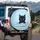 Black Cat Peeking Wooden Fence - Cat Lover Everyday Decor Gift Spare Tire Cover - 3