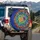 Dragonflies Rose Violet Bloom Stained Glass Mosaic - Car Decor Nature Lover Gift Spare Tire Cover - 3