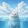 Fluffy White Cat Light Blue Eyes Sparkling Water Sky Clouds - Cat Lover Car Decor Gift Spare Tire Cover - 6