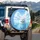 Fluffy White Cat Light Blue Eyes Sparkling Water Sky Clouds - Cat Lover Car Decor Gift Spare Tire Cover - 3