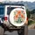 Orange Poppy Flowers Green Foliage Blooms Cream Background - Outdoor Lifestyle Spare Tire Cover - 3