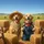 Golden Retrievers Driving Hay Bales Straw Hat Overalls - Country Pet Lover Gift Spare Tire Cover - 6