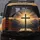 Rugged Wooden Cross Ancient Book Sunset Mountains - Faith Lifestyle Gift Spare Tire Cover - 5