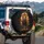 Fierce Golden Outline Lion with Radiant Mane Travel Essentials Wildlife Lover Gift Spare Tire Cover - 3
