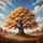 Ancient Oak Tree Golden Autumn Leaves Blue Sky Hill - Autumn Landscape Home Decor Gift Spare Tire Cover - 6