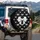 White Satin Bow Black Diamond Quilted Pearl Dots - Everyday Home Decor Gift Spare Tire Cover - 3